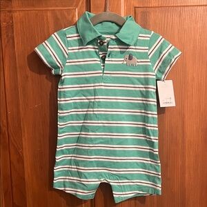 Carter's Teal and White Striped Baby Romper